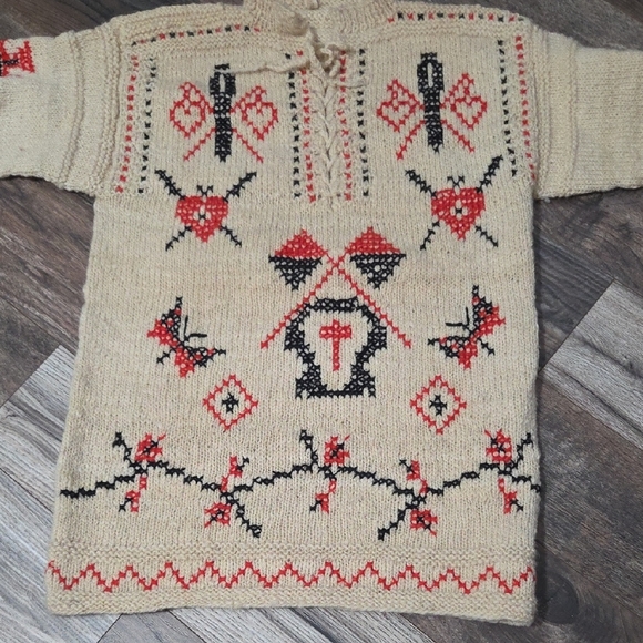 Camisola Poveira – Vintage Portuguese Fisherman Wool Sweater, Handmade - Picture 2 of 16